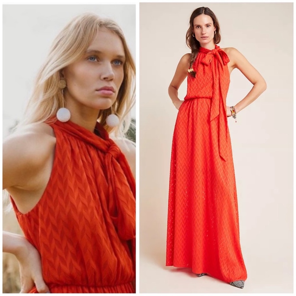 NWT Anthropologie Sachin & Babi Cecelia Tie-Neck Maxi Dress